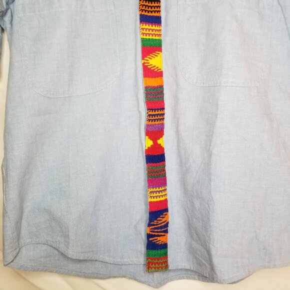 Vintage James Halbert button down shirt blue sz S/M handwoven made in Guatemala - Picture 4 of 7